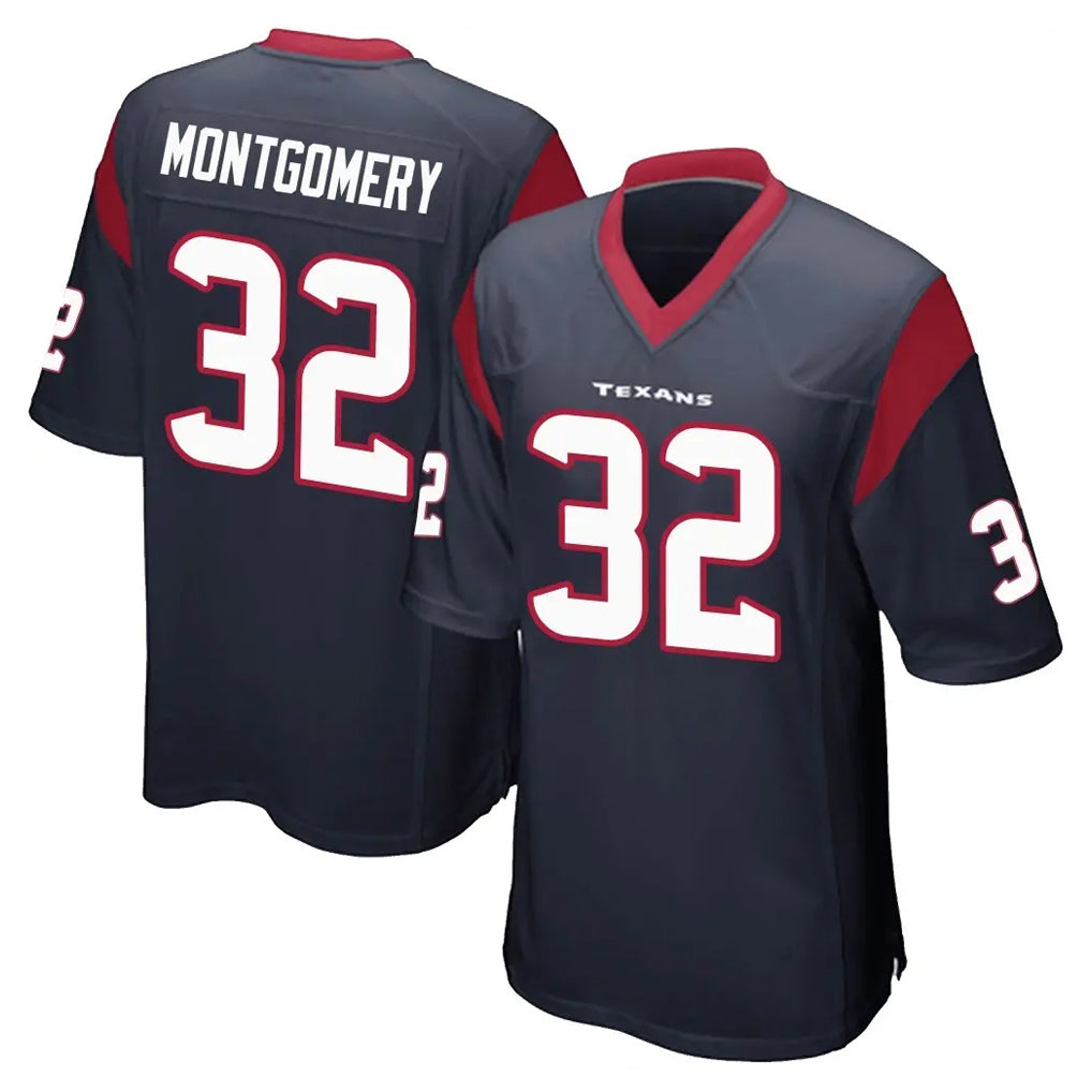 Friene H.Texans #32 David Montgomery Player Navy Home Game Stitched Jerseys