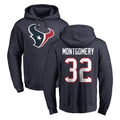 Friene H.Texans #32 David Montgomery Player Navy Pro Line Pullover Hoodie Limited Game Stitched Jerseys