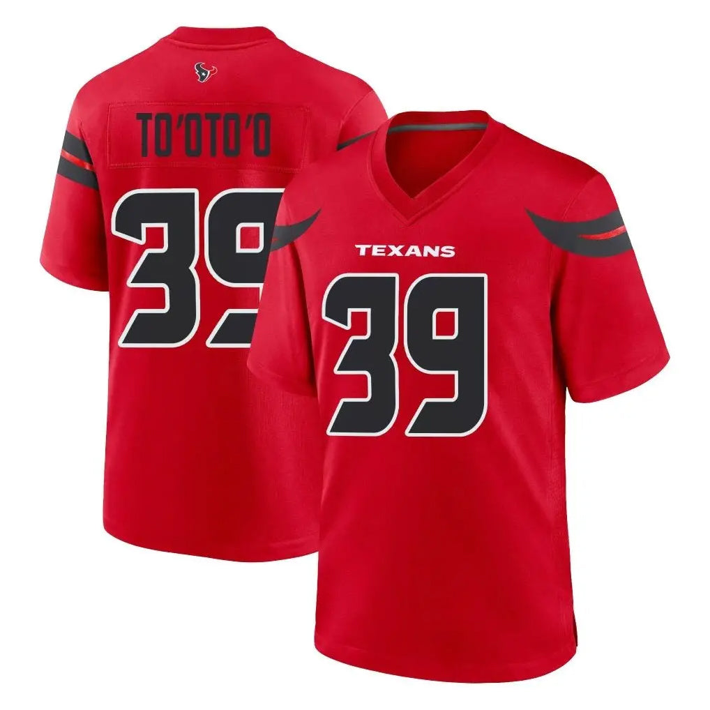Friene H.Texans #39 Henry To'oTo'o Player Red Alternate Home Game Stitched Jerseys