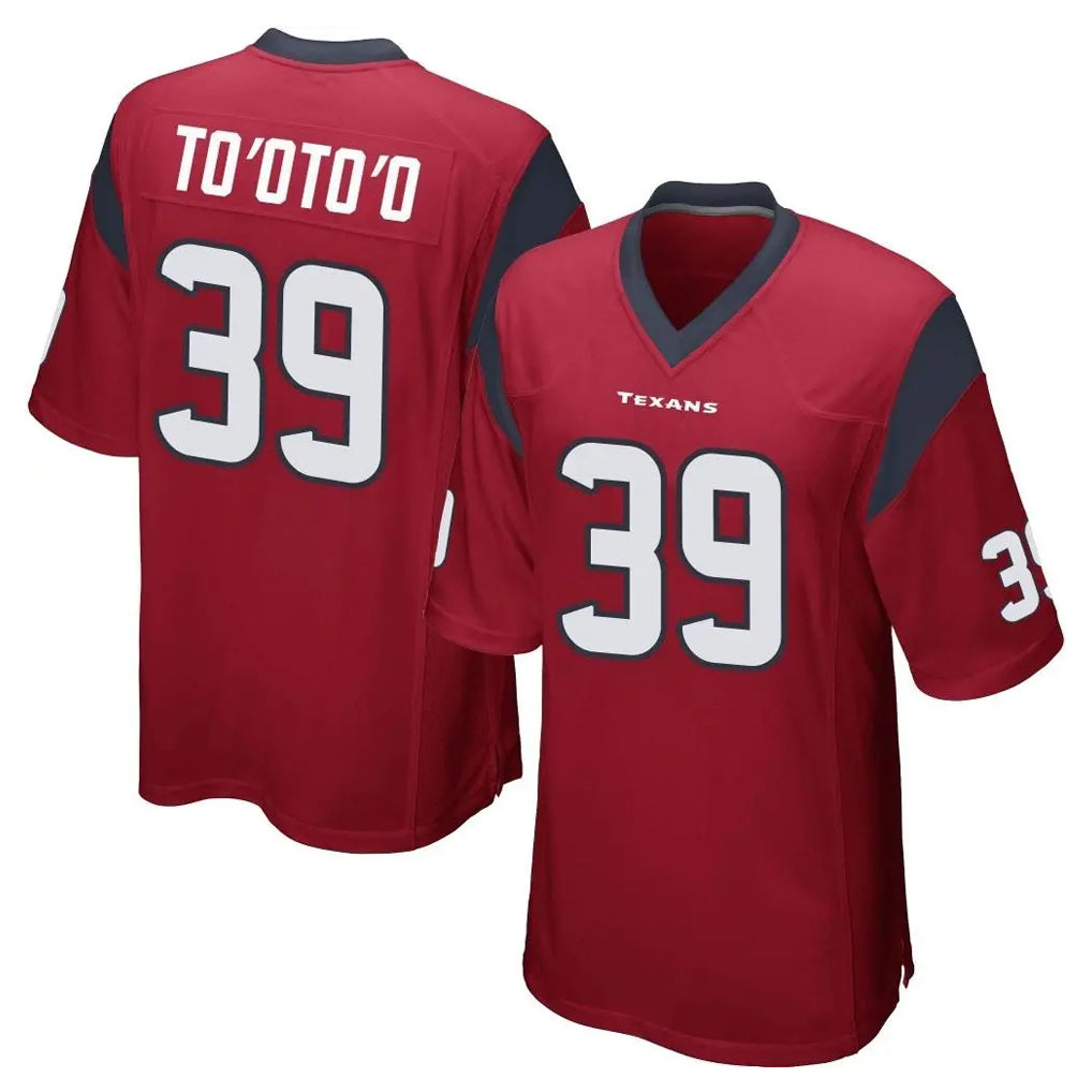 Friene H.Texans #39 Henry To'oTo'o Player Red Home Game Stitched Jerseys
