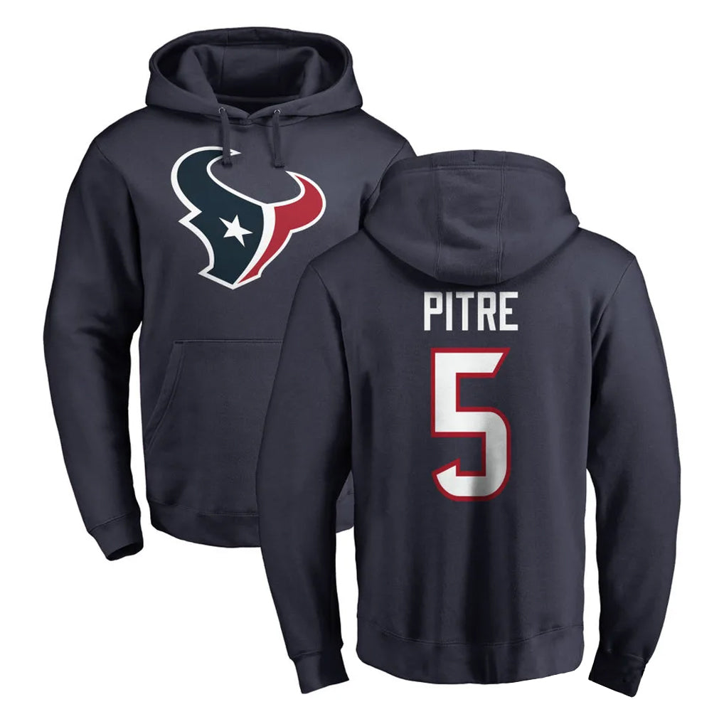 Friene H.Texans #5 Jalen Pitre Player Navy Pro Line Pullover Hoodie Limited Game Stitched Jerseys