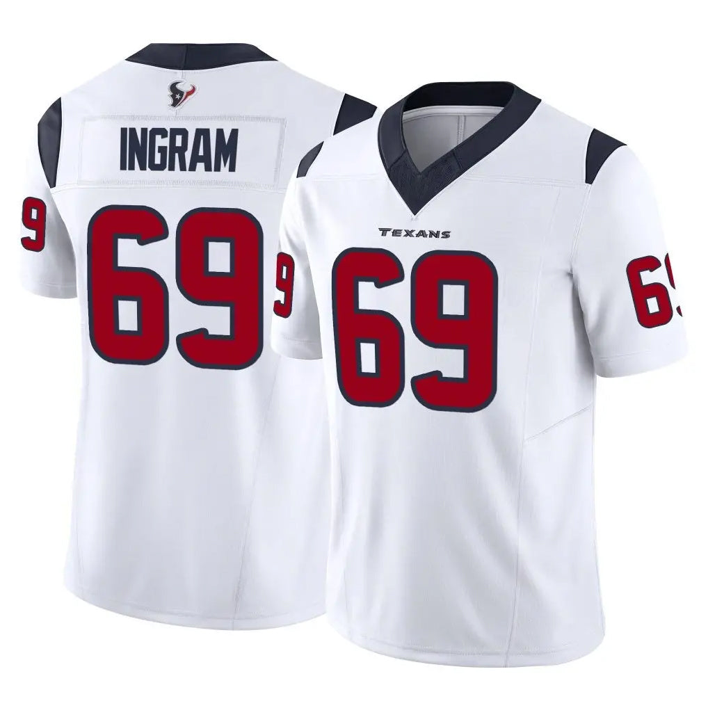 Friene H.Texans #69 Ed Ingram Player White Limited Vapor F.U.S.E. Home Game Stitched Jerseys
