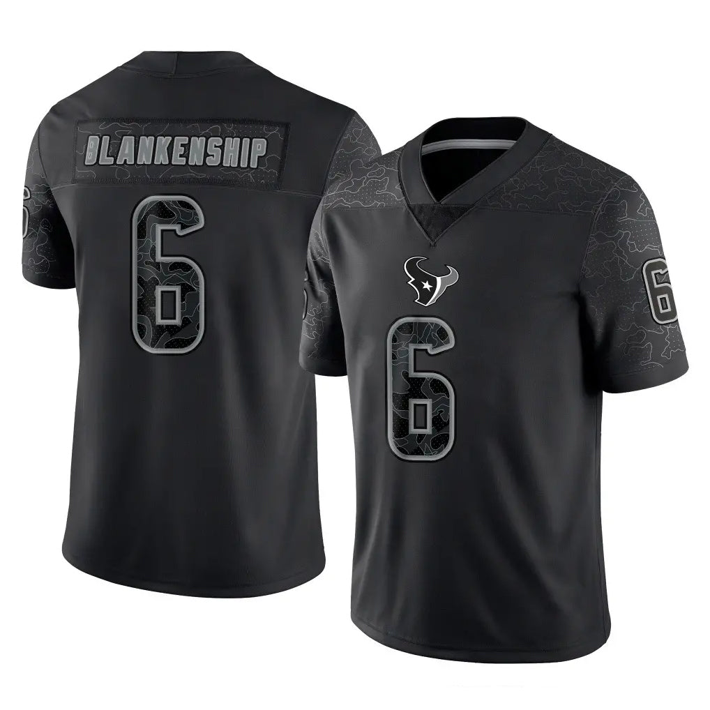Friene H.Texans #6 Reed Blankenship Player Black Reflective Limited Game Stitched Jerseys