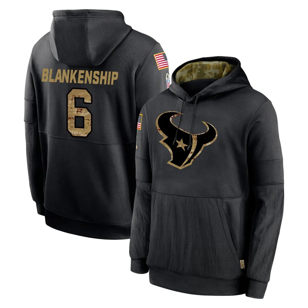 Friene H.Texans #6 Reed Blankenship Player Black Salute to Service Hoodies Limited Game Stitched Jerseys