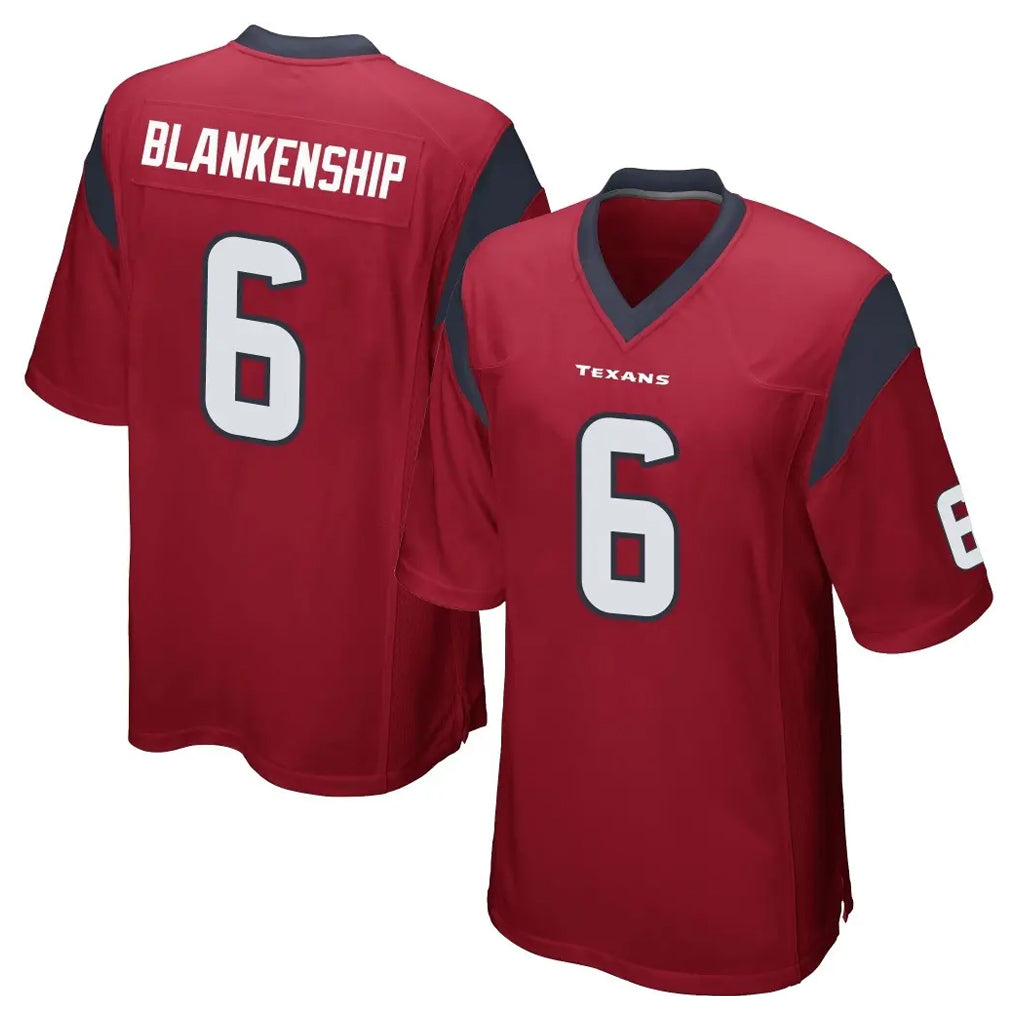 Friene H.Texans #6 Reed Blankenship Player Red Home Game Stitched Jerseys
