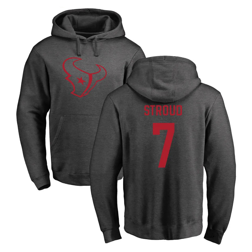 Friene H.Texans #7 CJ Stroud Player Gray Pro Line Pullover Hoodie Limited Game Stitched Jerseys