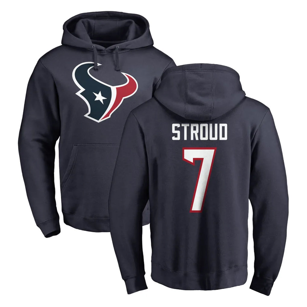 Friene H.Texans #7 CJ Stroud Player Navy Pro Line Pullover Hoodie Limited Game Stitched Jerseys