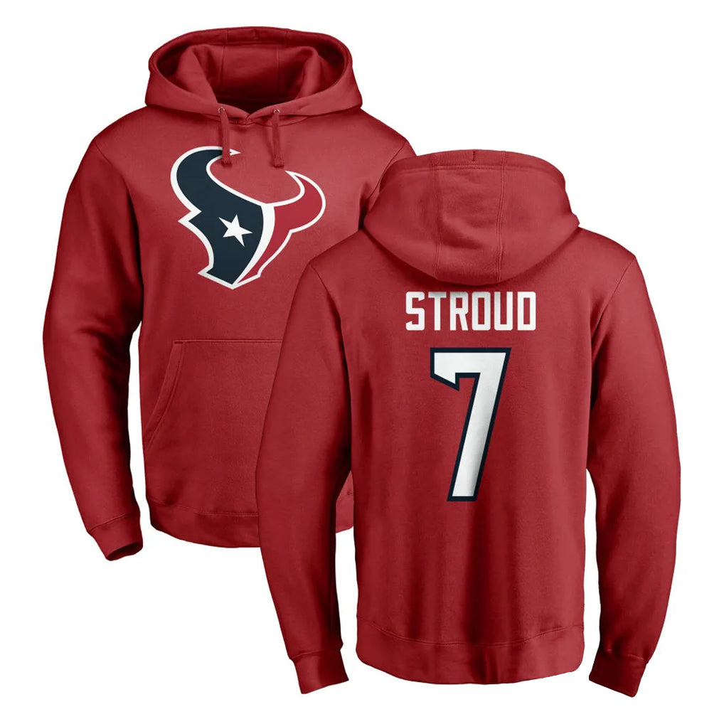 Friene H.Texans #7 CJ Stroud Player Red Pro Line Pullover Hoodie Limited Game Stitched Jerseys