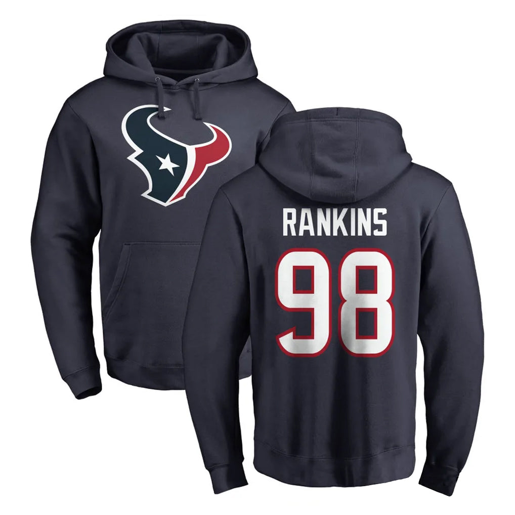 Friene H.Texans #98 Sheldon Rankins Player Navy Pro Line Pullover Hoodie Limited Game Stitched Jerseys
