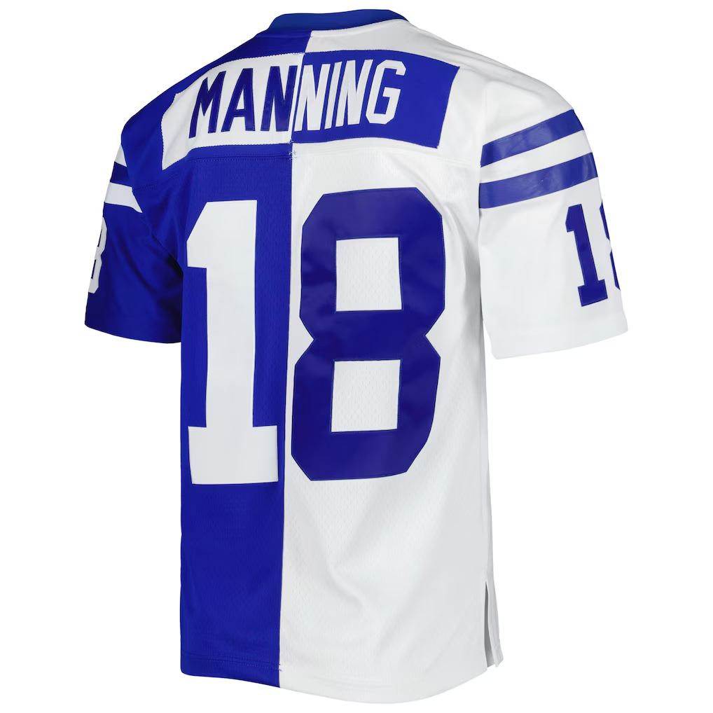 Friene I.Colts #18 Peyton Manning Mitchell & Ness RoyalWhite 1998 Split Legacy Replica Puhic Stitched Jerseys