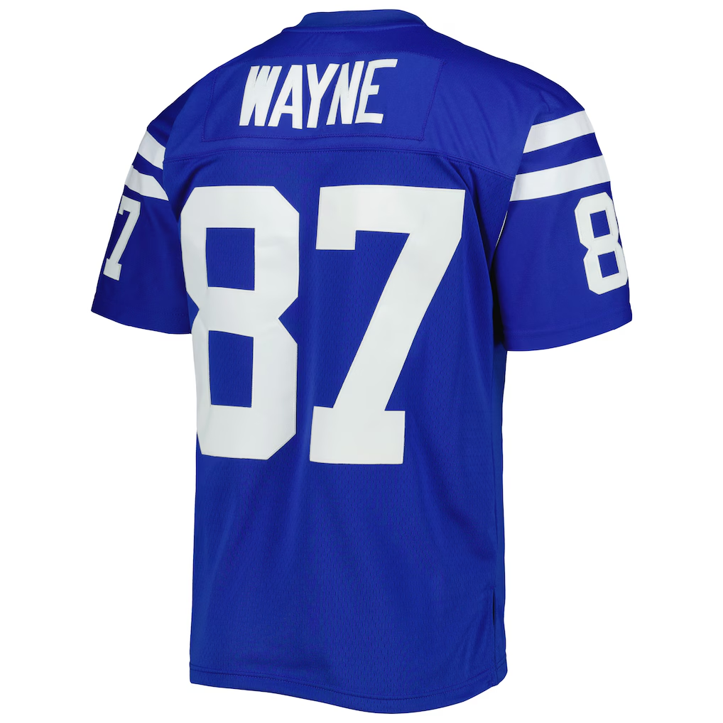 Friene I.Colts #87 Reggie Wayne Mitchell & Ness Royal Legacy Replica Puhic Game Stitched Jerseys