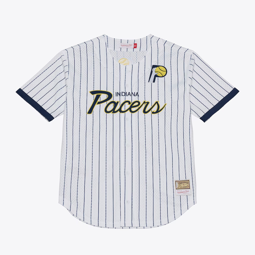 Friene I.Pacers Mitchell & Ness White Head Coach Pinstripe Mesh Full-Button Baseball Jerseys