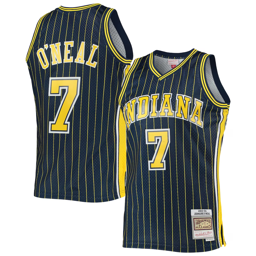 Friene I.Pacers #7 Jermaine O'Neal Mitchell & Ness Navy 200304 Hardwood Classics Swingman Jerseys
