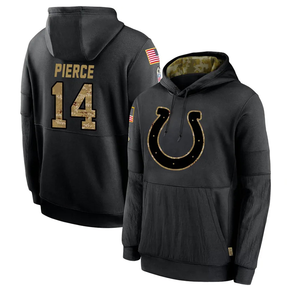Friene IN.Colts #14 Alec Pierce Player Black Salute to Service Hoodies Limited Game Stitched Jerseys