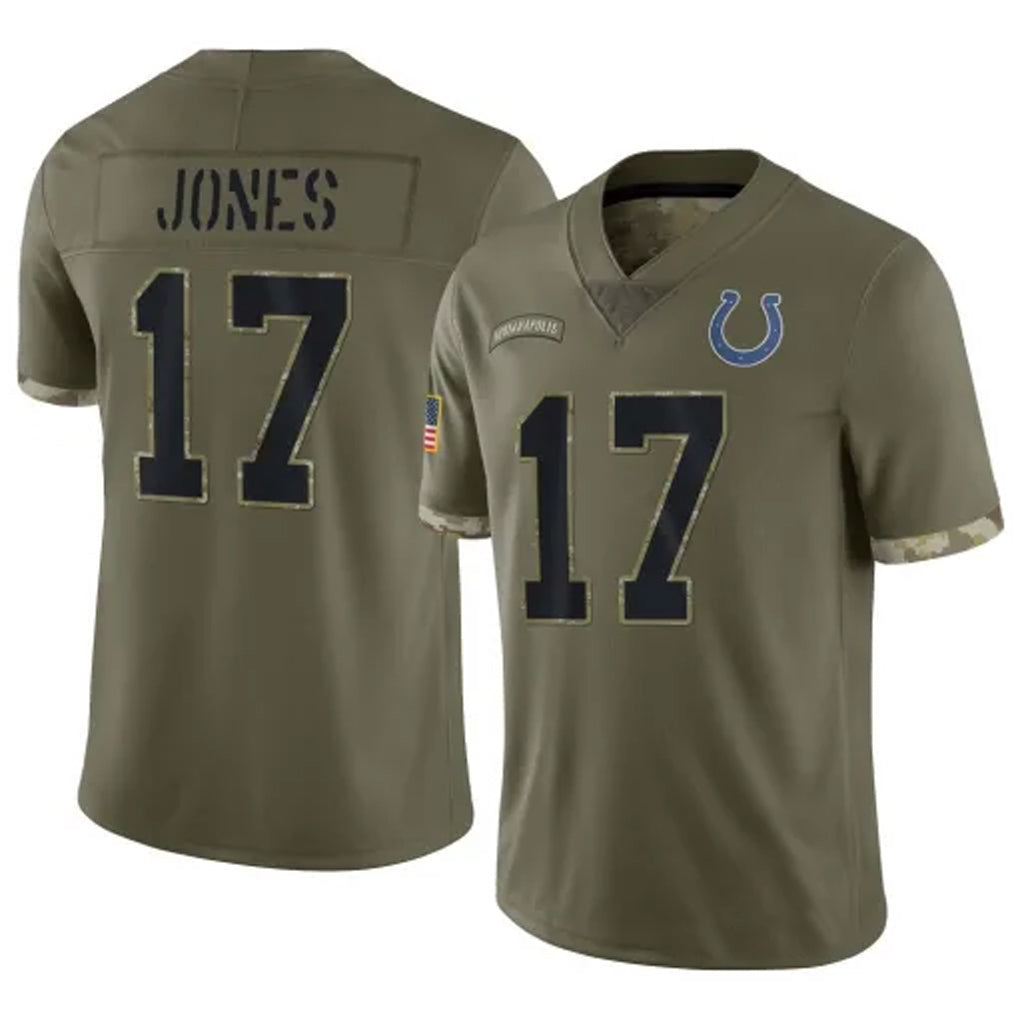 Friene IN.Colts #17 Daniel Jones Player Salute to Service Olive Stitched Jerseys