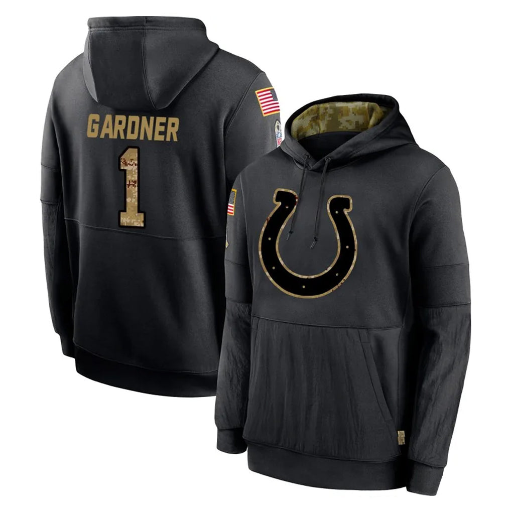 Friene IN.Colts #1 Sauce Gardner Player Black Salute to Service Hoodies Limited Game Stitched Jerseys