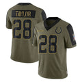 Friene IN.Colts #28 Jonathan Taylor Player Olive Salute To Service Limited Game Stitched Jerseys