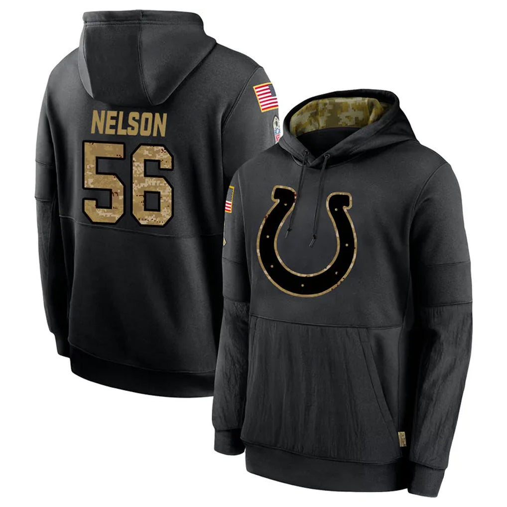 Friene IN.Colts #56 Quenton Nelson Player Black Salute to Service Hoodies Limited Game Stitched Jerseys
