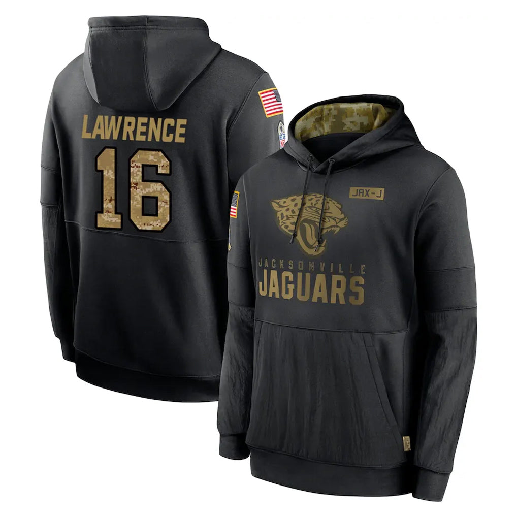 Friene J.Jaguars #16 Trevor Lawrence Player Black Salute to Service Hoodies Limited Game Stitched Jerseys