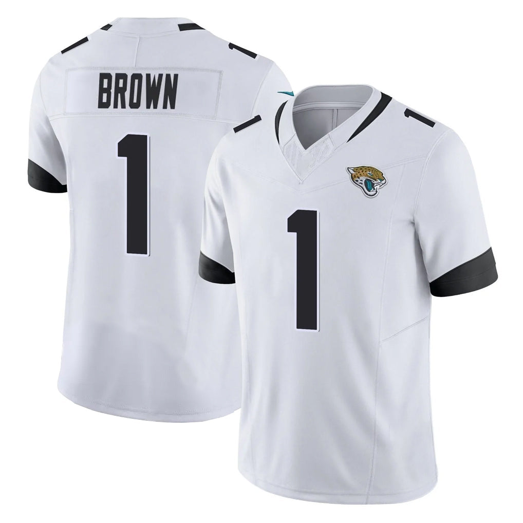 Friene J.Jaguars #1 Montaric Brown Player White Vapor F.U.S.E. Limited Home Game Stitched Jerseys