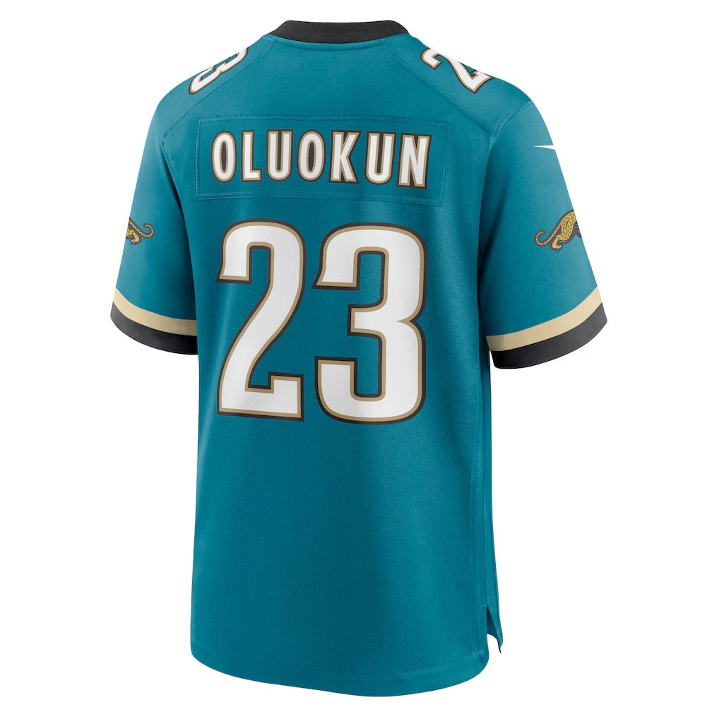 Friene J.Jaguars #23 Foye Oluokun Teal Prowler Throwback Player Game Stitched Jerseys