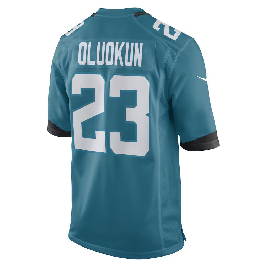 Friene J.Jaguars #23 Foyesade Oluokun Teal Game Player Stitched Jerseys