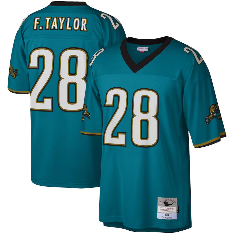Friene J.Jaguars #28 Fred Taylor Player Mitchell & Ness Teal Legacy Replica Stitched Jerseys