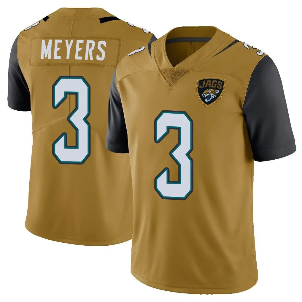Friene J.Jaguars #3 Jakobi Meyers Player Gold Vapor Limited Home Game Stitched Jerseys