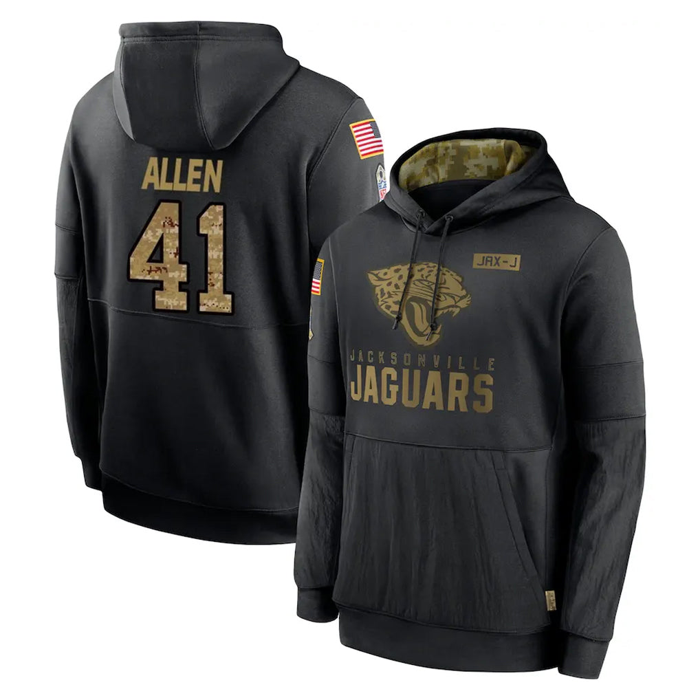 Friene J.Jaguars #41 Josh Hines-Allen Player Black Salute to Service Hoodies Limited Game Stitched Jerseys