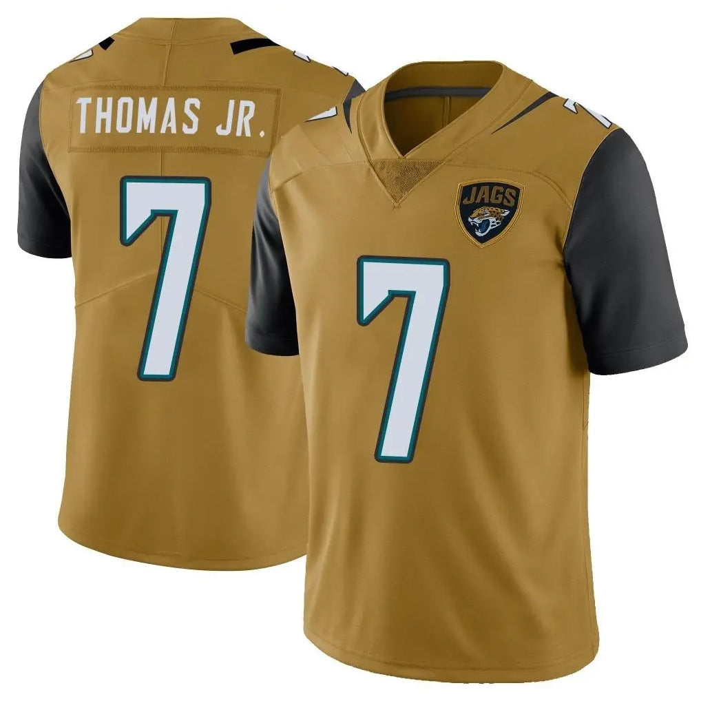 Friene J.Jaguars #7 Brian Thomas Jr. Player Gold Vapor Limited Home Game Stitched Jerseys