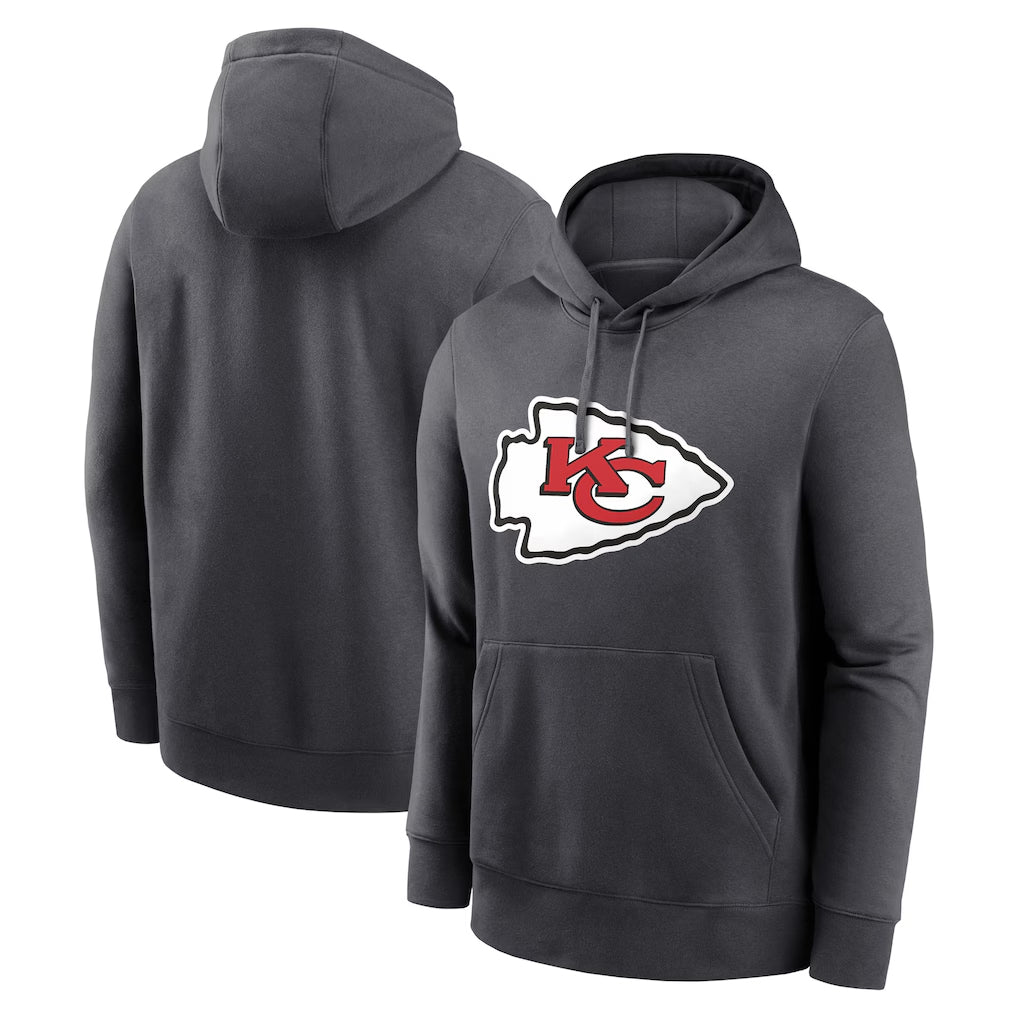 Friene KC.Chiefs Gray LoGo Pullover Hoodies Limited Blank Player Stitched Jerseys
