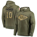 Friene KC.Chiefs #10 Isiah Pacheco Player Salute to Service Limited Olive Hoodies Stitched Jerseys