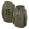Friene KC.Chiefs #15 Patrick Mahomes Player Olive Salute to Service Hoodies Stitched Jerseys