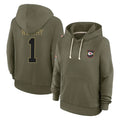 Friene KC.Chiefs #1 Xavier Worthy Player Olive Salute to Service Hoodies Stitched Jerseys