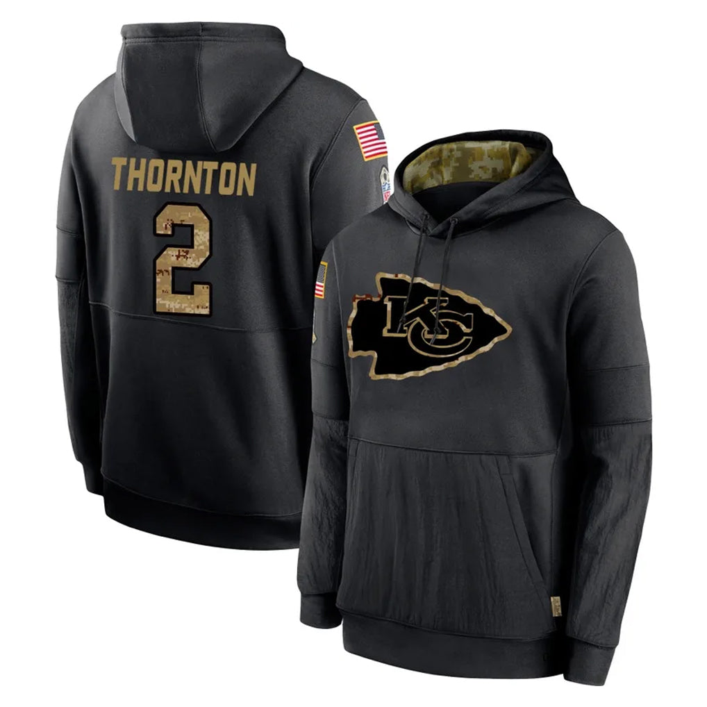 Friene KC.Chiefs #2 Tyquan Thornton Player Black Salute to Service Hoodies Limited Game Stitched Jerseys