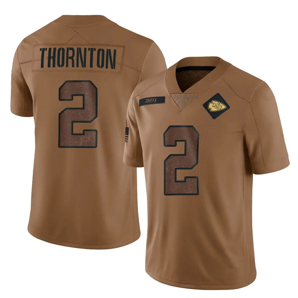 Friene KC.Chiefs #2 Tyquan Thornton Player Brown Salute To Service Limited Stitched Jerseys
