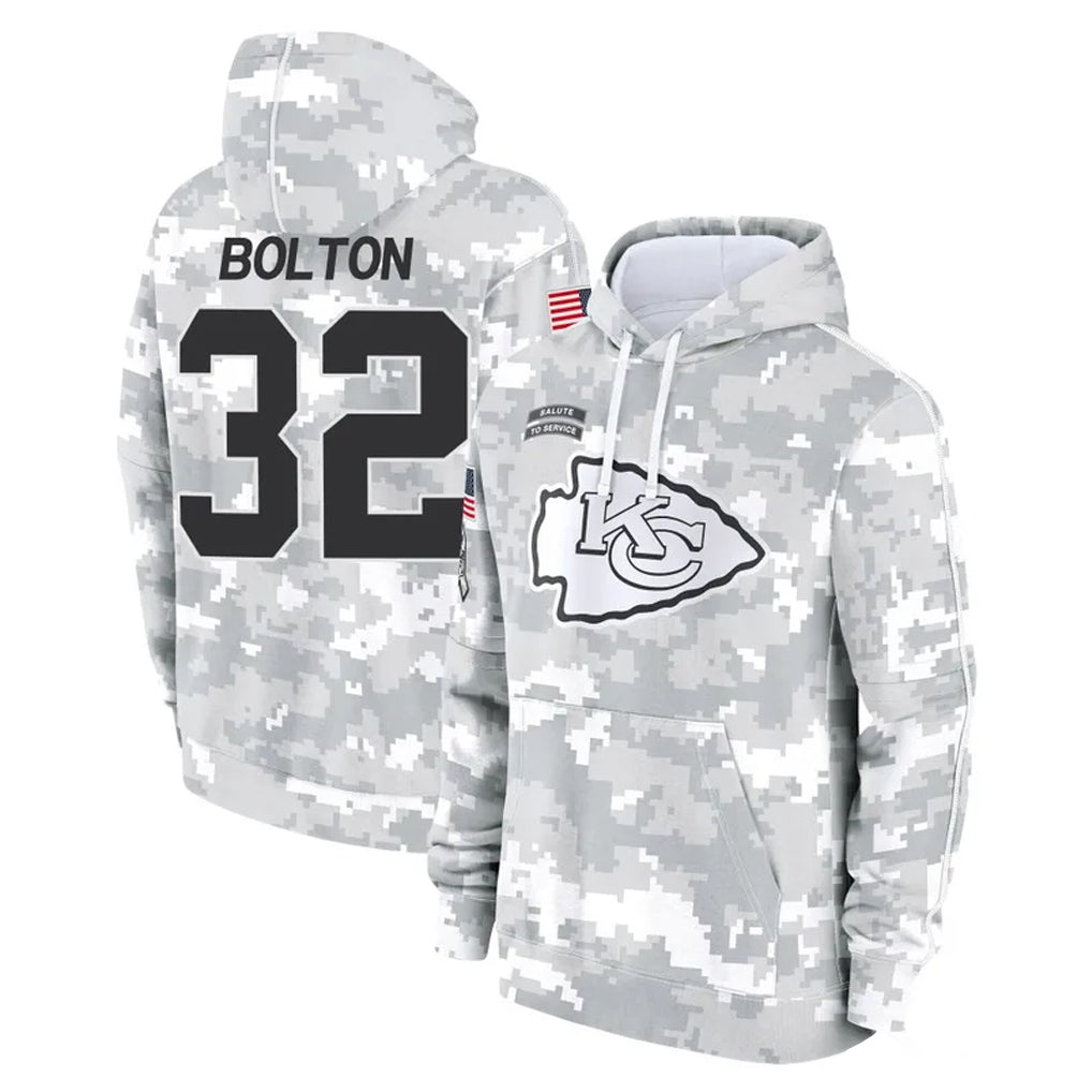 Friene KC.Chiefs #32 Nick Bolton Player Arctic Camo Salute to Service Hoodies Limited Game Stitched Jerseys