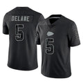 Friene KC.Chiefs #5 Mansoor Delane Player Black Limited Reflective Game Stitched Jerseys