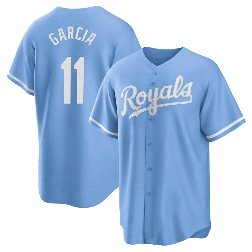 Friene KC.Royals #11 Maikel Garcia Player Light Blue Home Game Stitched Jerseys