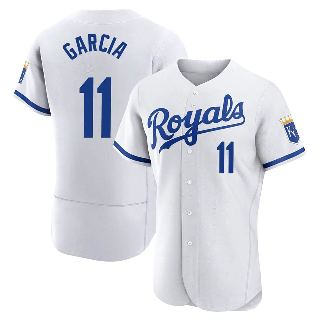 Friene KC.Royals #11 Maikel Garcia Player White Limited Elite Home Game Stitched Jerseys