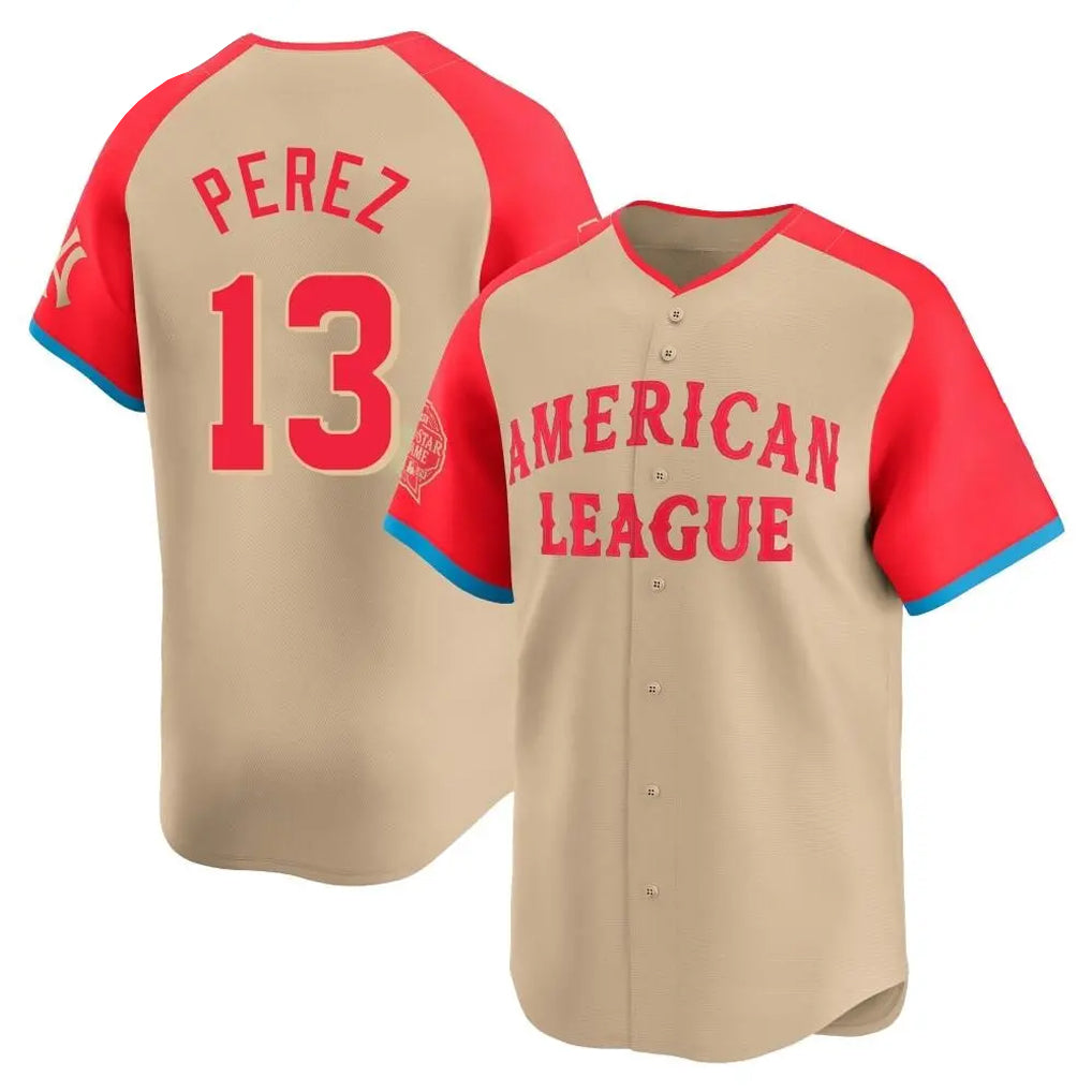 Friene KC.Royals #13 Salvador Perez Player Cream American League All-Star Game Limited Home Stitched Jerseys
