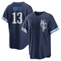 Friene KC.Royals #13 Salvador Perez Player Navy City Connect Home Game Stitched Jerseys