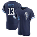 Friene KC.Royals #13 Salvador Perez Player Navy City Connect Limited Elite Home Stitched Jerseys