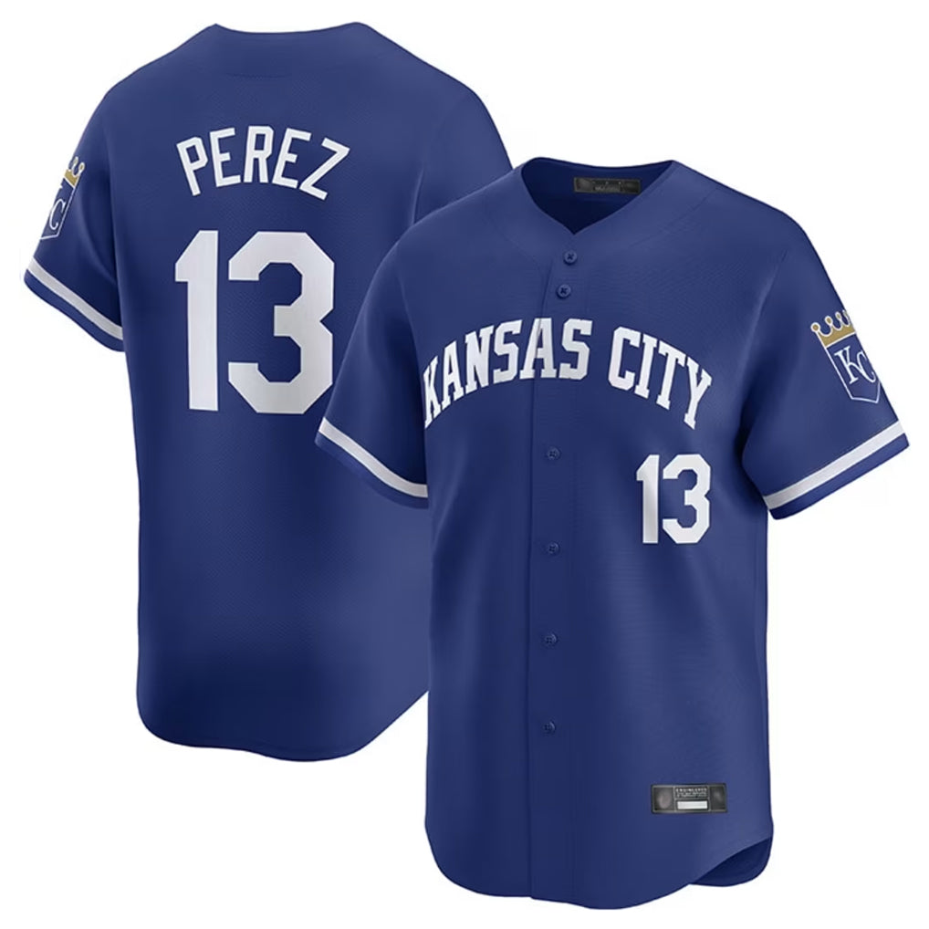 Friene KC.Royals #13 Salvador Perez Player Royal Limited Home Stitched Jerseys