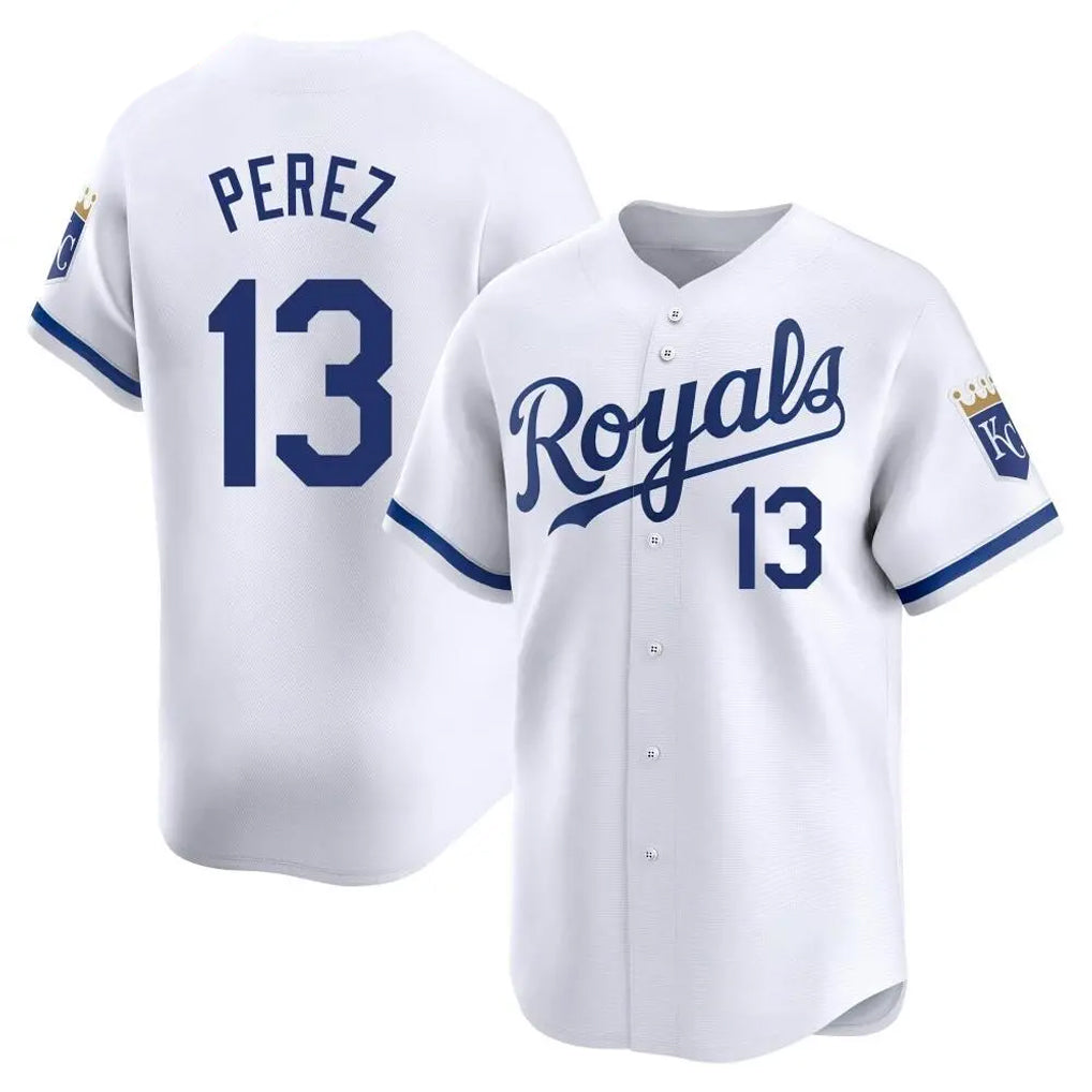 Friene KC.Royals #13 Salvador Perez Player White Alt Limited Home Stitched Jerseys