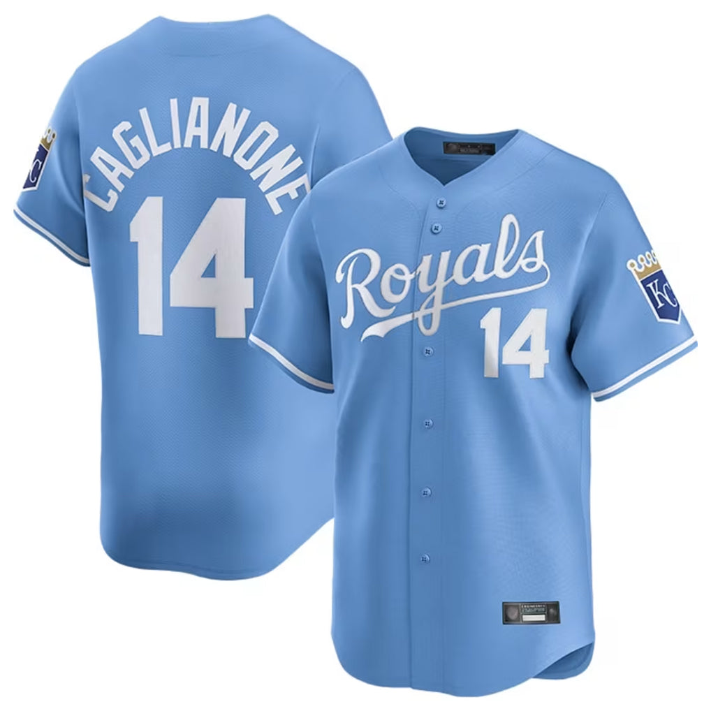 Friene KC.Royals #14 Jac Caglianone Player Light Blue Alt Limited Home Stitched Jerseys