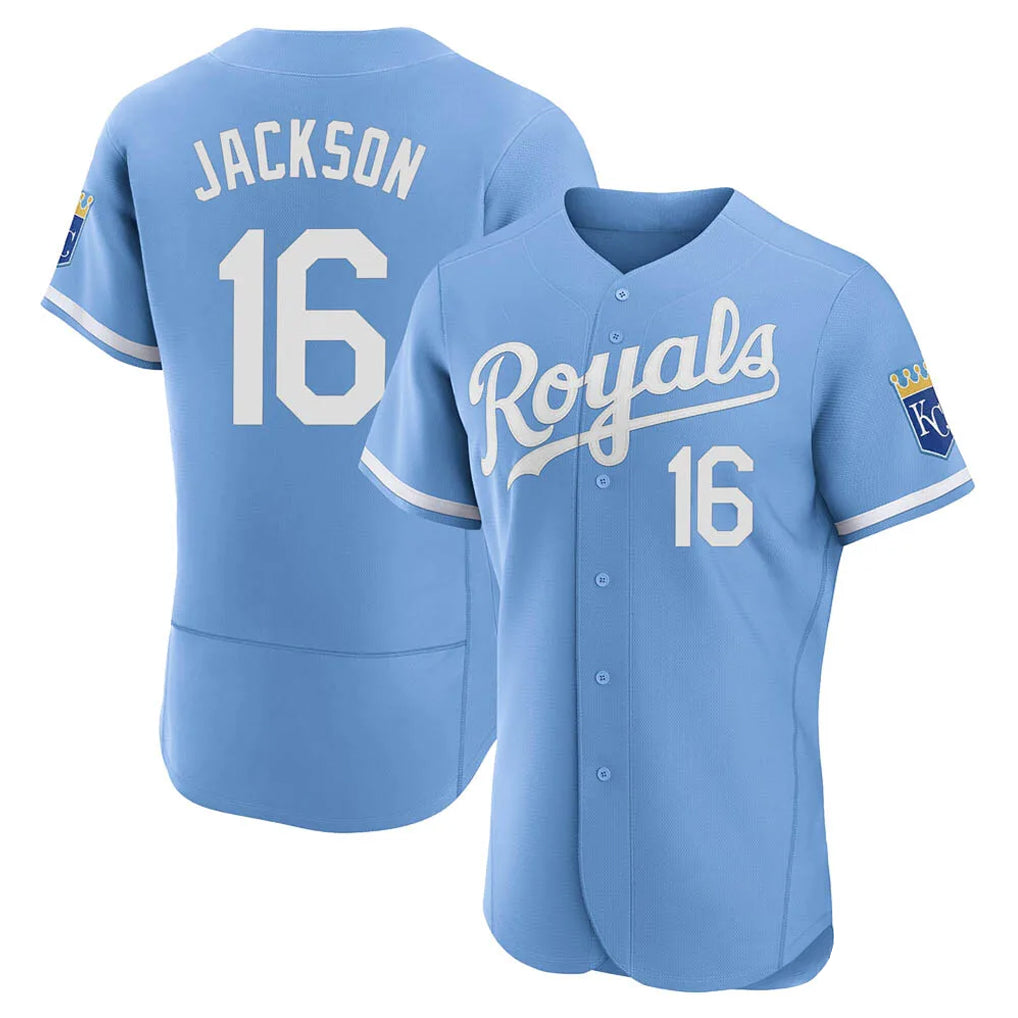 Friene KC.Royals #16 Bo Jackson Player Light Blue Alt Limited Elite Home Stitched Jerseys