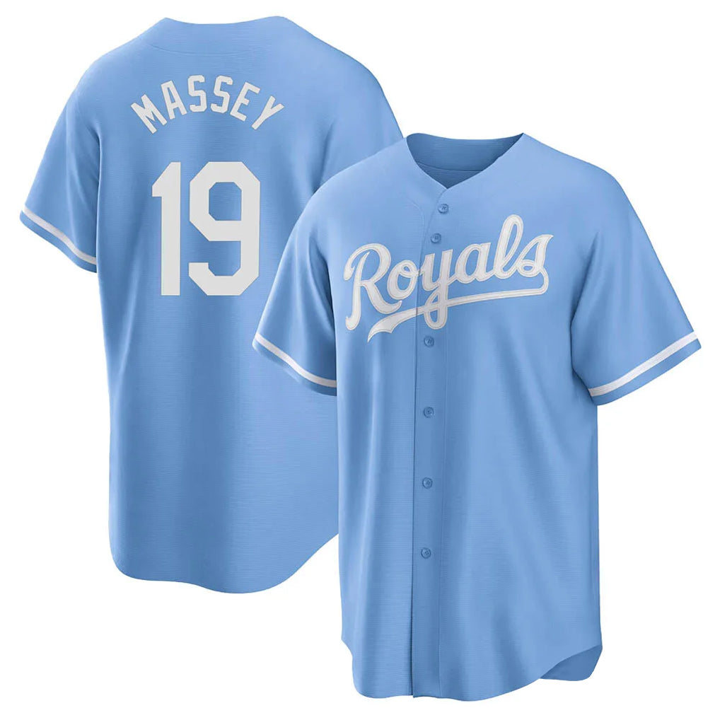 Friene KC.Royals #19 Michael Massey Player Light Blue Home Game Stitched Jerseys