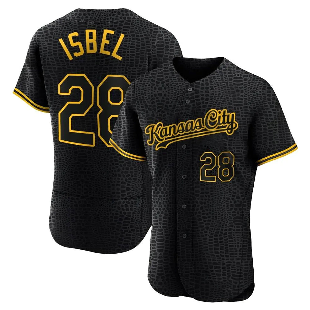 Friene KC.Royals #28 Kyle Isbel Player Black Snake Skin City Limited Elite Stitched Jerseys