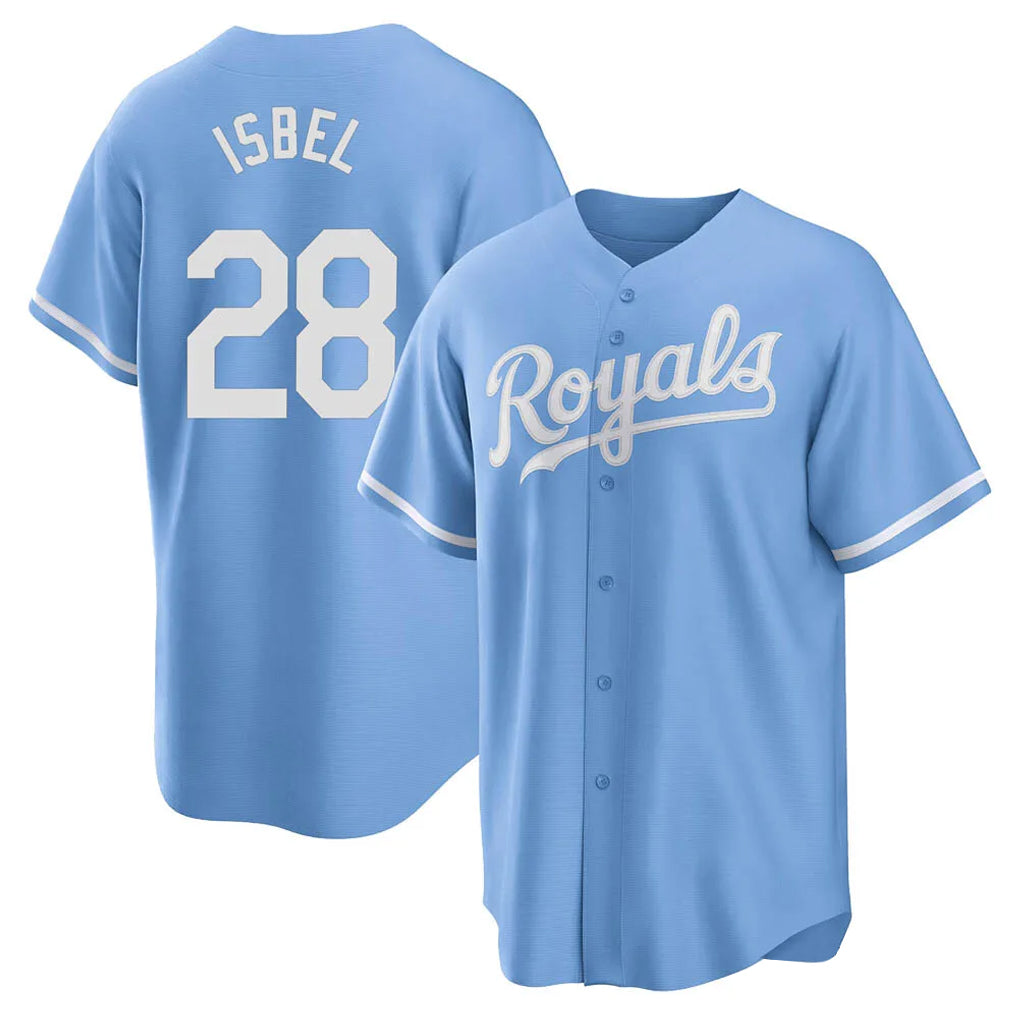 Friene KC.Royals #28 Kyle Isbel Player Light Blue Home Game Stitched Jerseys